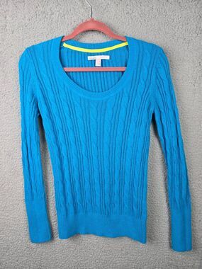 Old Navy Sweater Womens M Light Blue Pullover Scoop Neck Soft Rabbit Hair Cable